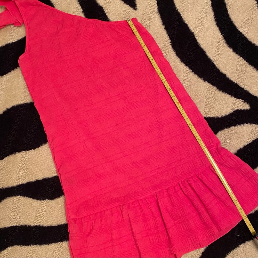 *NWOT* ONE SHOULDER DRESS Ruffle Hem Pink Size XS - Picture 5 of 5